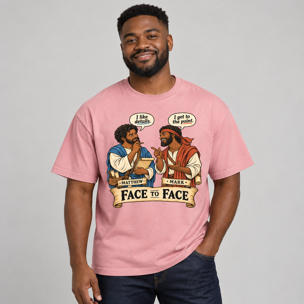 Face to Face Matthew & Mark Christian Graphic Tee | Oversized 100% Cotton Shirt