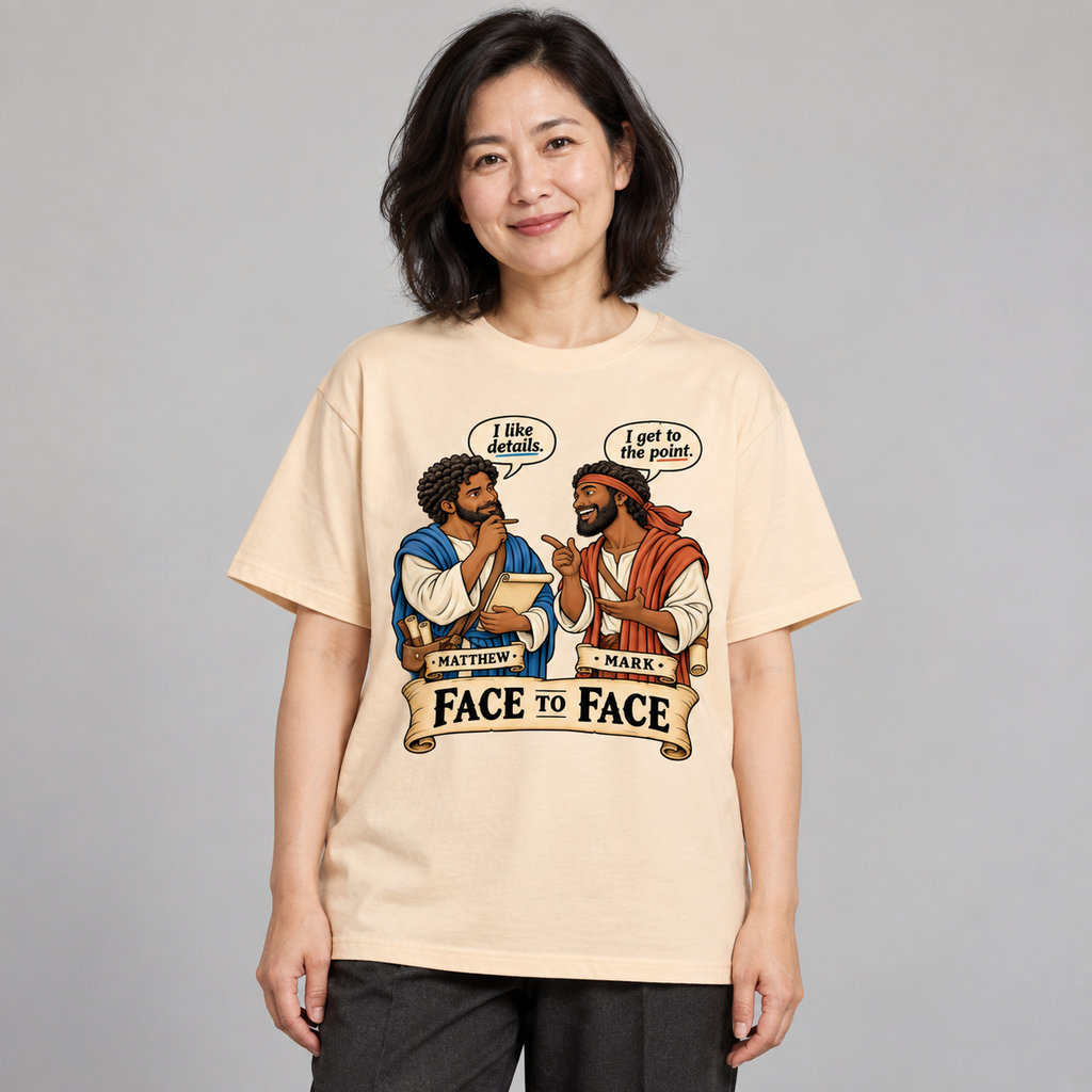 Face to Face Matthew & Mark Christian Graphic Tee | Oversized 100% Cotton Shirt