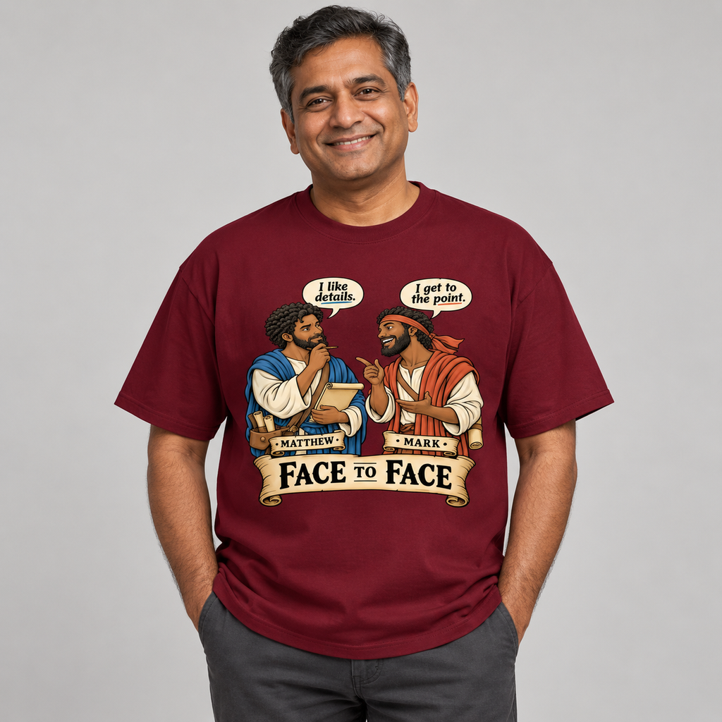Face to Face Matthew & Mark Christian Graphic Tee | Oversized 100% Cotton Shirt