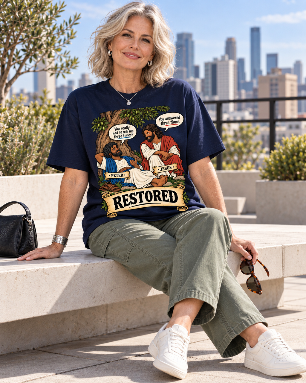 Adult,Restored,Christian,Faith,Apparel,Peter,Jesus,Scripture,John,21,Oversized,Shirt,cotton,face,to,Face