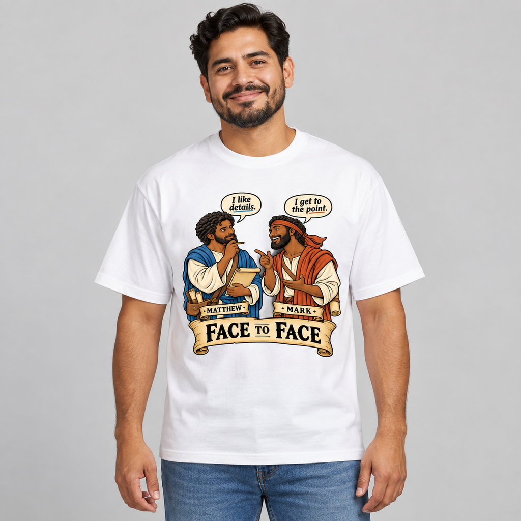 Face to Face Matthew & Mark Christian Graphic Tee | Oversized 100% Cotton Shirt