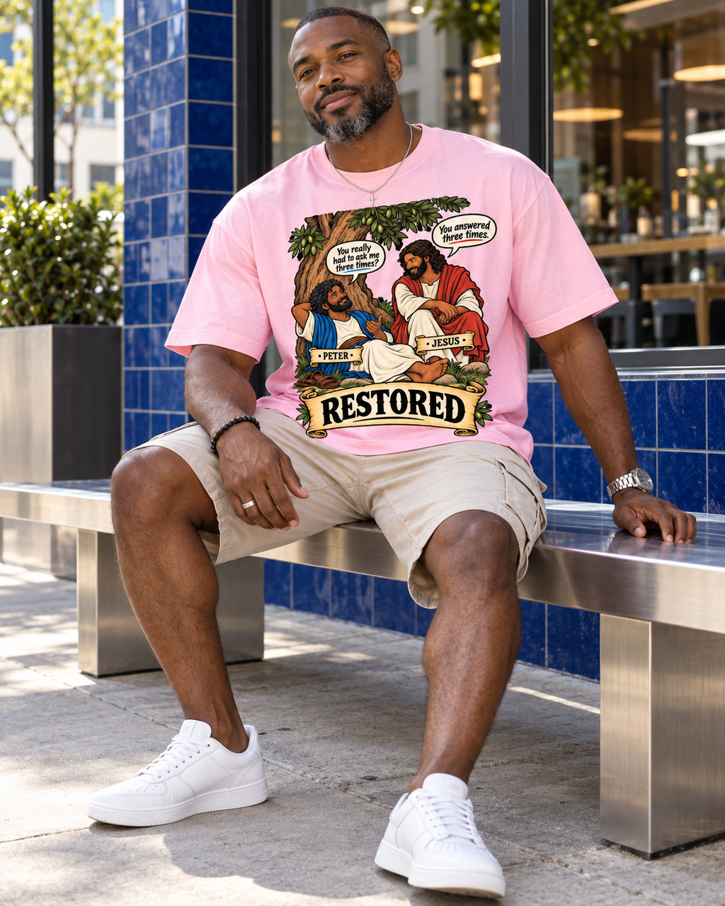 Adult,Restored,Christian,Faith,Apparel,Peter,Jesus,Scripture,John,21,Oversized,Shirt,cotton,face,to,Face