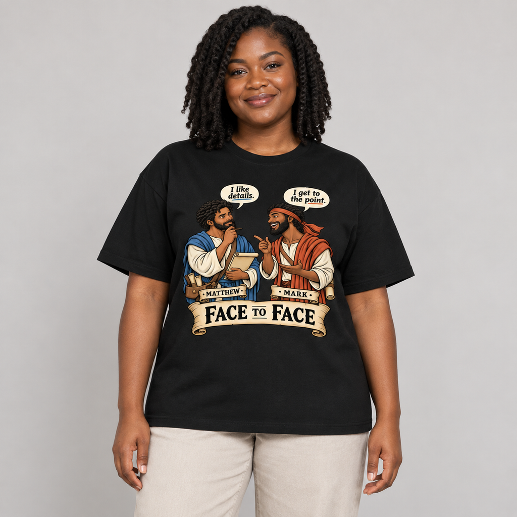 Face to Face Matthew & Mark Christian Graphic Tee | Oversized 100% Cotton Shirt