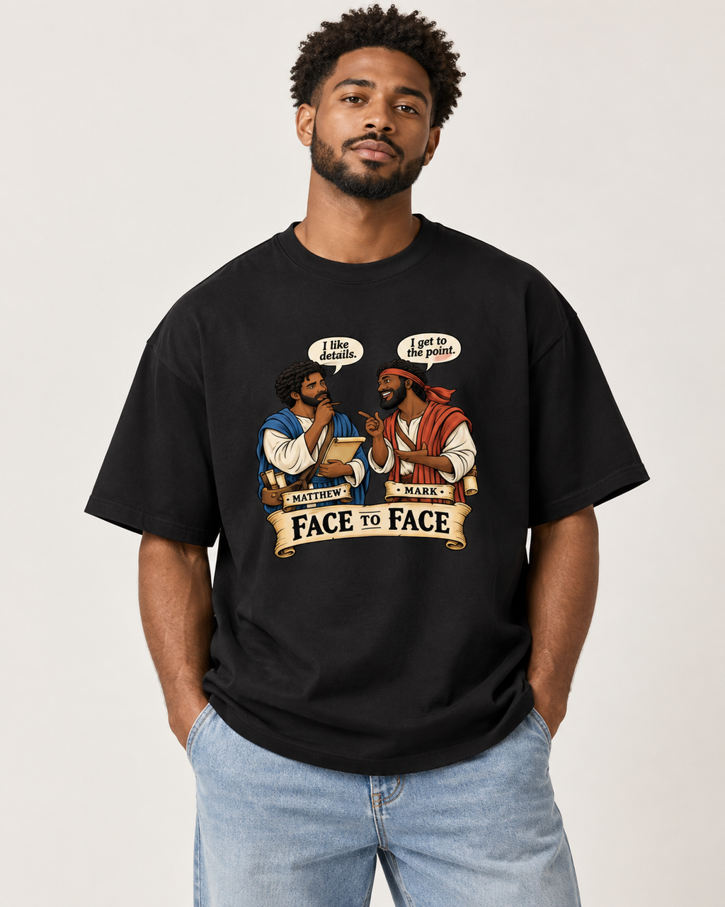 Christian,Faith,Bible,Matthew,Mark,Apparel,Graphic,Oversize,Unisex,Streetwear,Scripture,Cotton